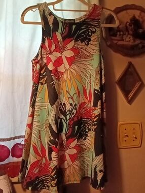 Women's Sleeveless Floral Swing Dress in Mint & Coral - Maude